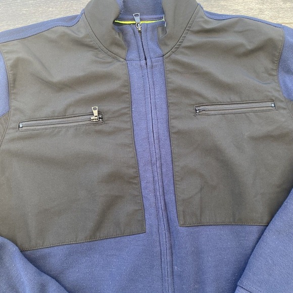 Alfani Track Jacket Mens Size Large Slim Fit Navy Black Front Zip Up - Picture 2 of 7